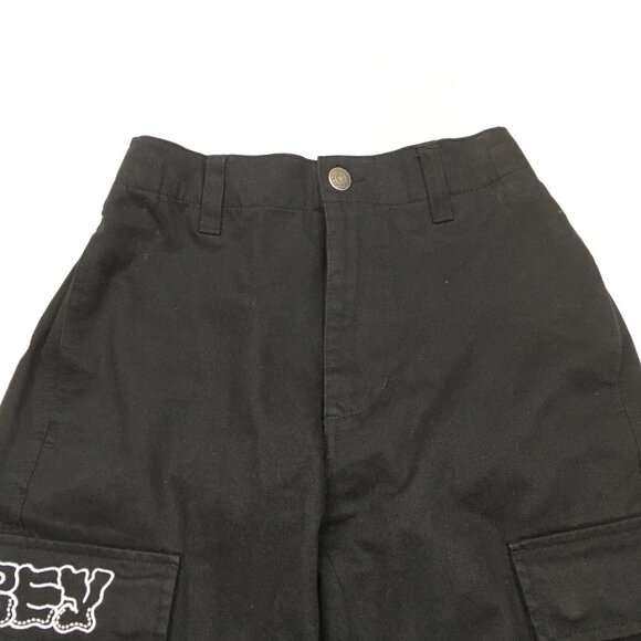 OBEY Black White Logo Embroidery Flap Cargo Pockets Pant Jeans - Picture 4 of 14